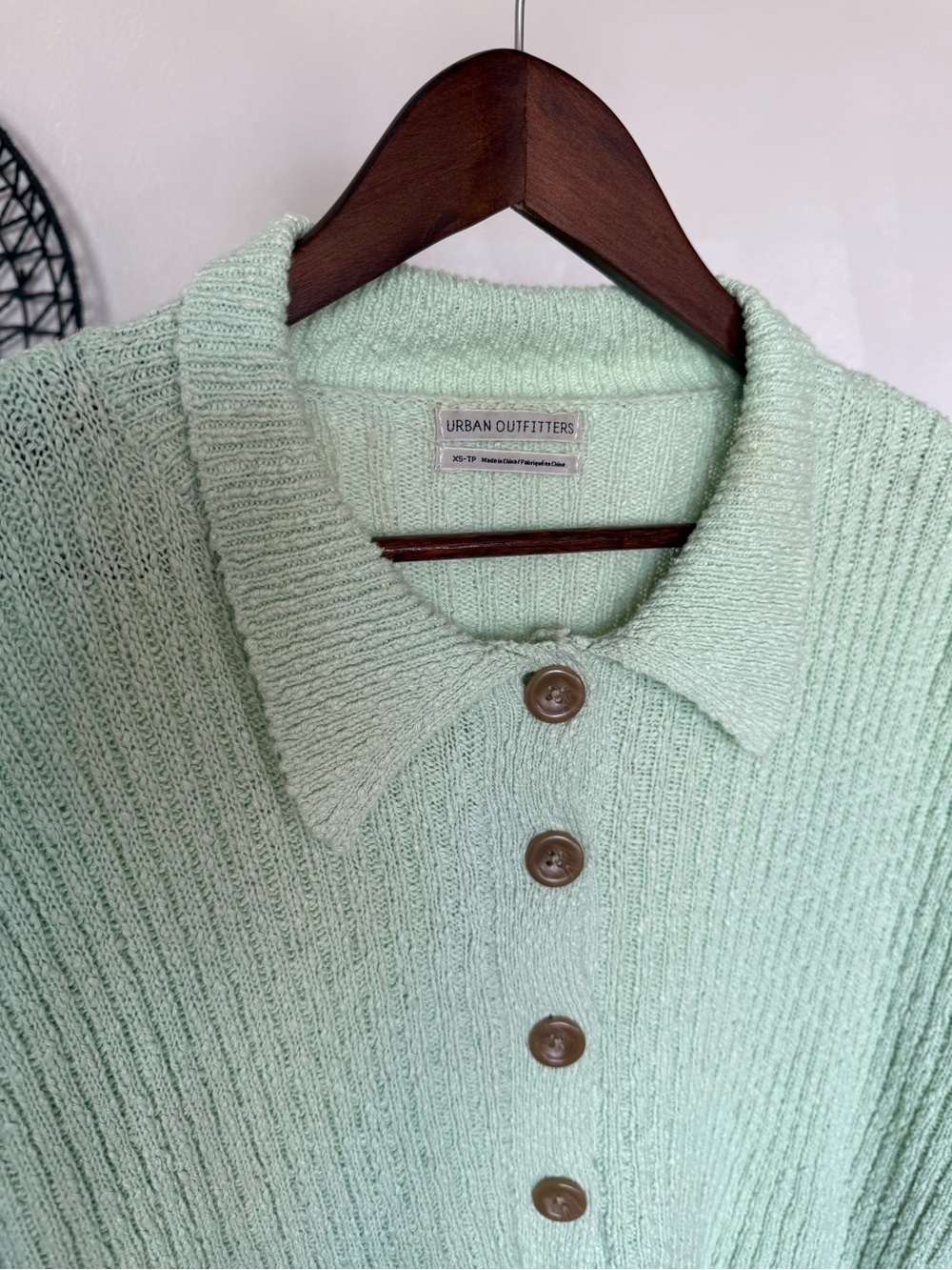 🍂 Urban Outfitters Mint Green Collared Button Knit Cardigan